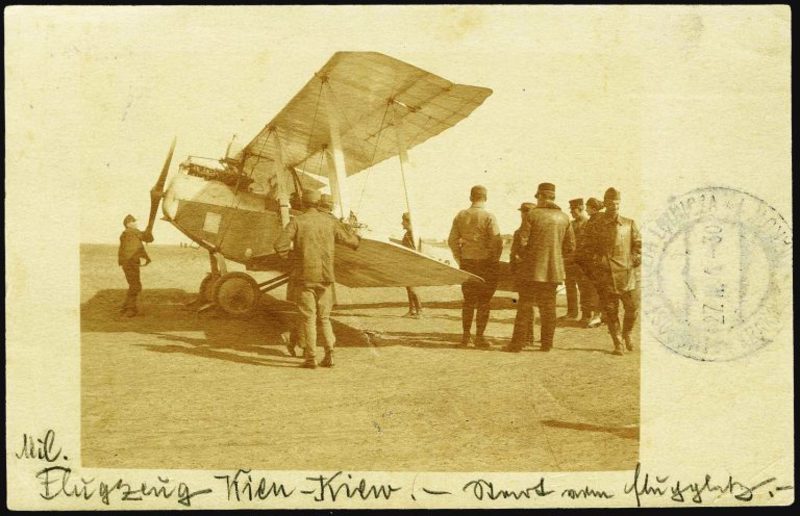 Відправлення першого літаку «Hansa-Brandenburg C.1» з Відня у Київ, поштівка 1918 року