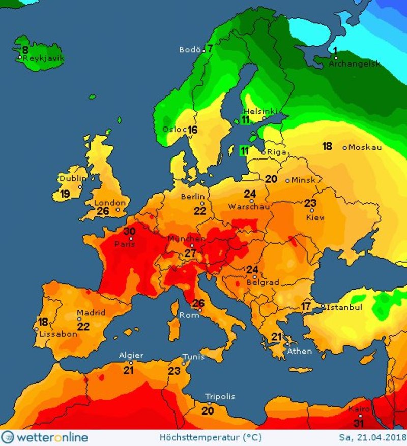 У більшості країн Європи не просто тепло чи дуже тепло, а спекотно. У Парижі і сьогодні, і завтра в районі +30 градусів.