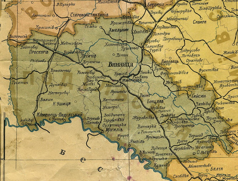 Карта Подільської губернії, 1922 рік